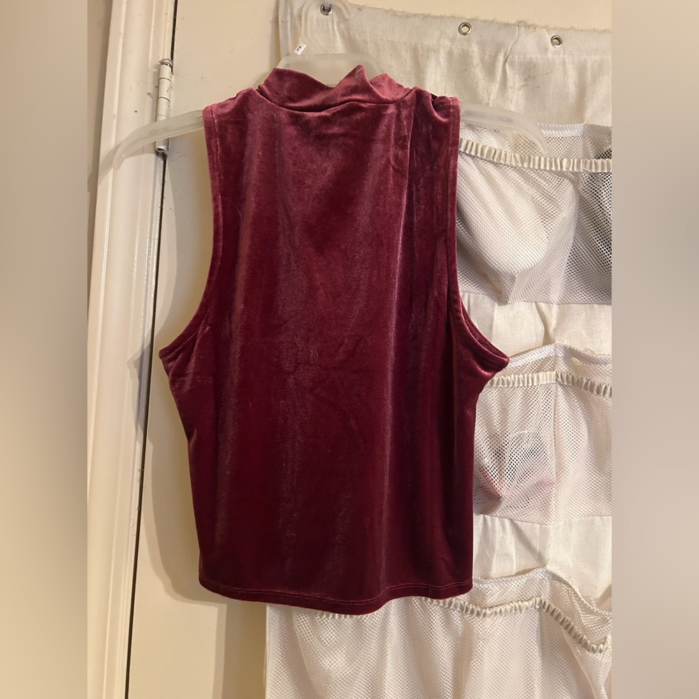 GORGEOUS RED FELT LIKE MOCK NECK OLIVE + OAK TOP